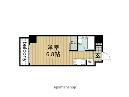 祥福マンション赤松(ワンルーム/2階)の間取り写真