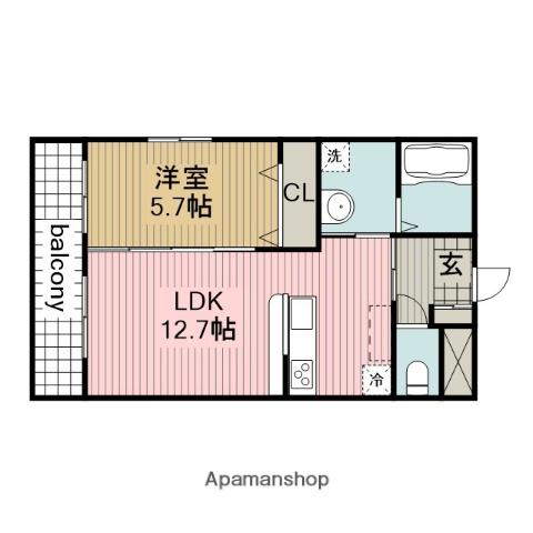 メゾン西ノ京(1LDK/1階)の間取り写真