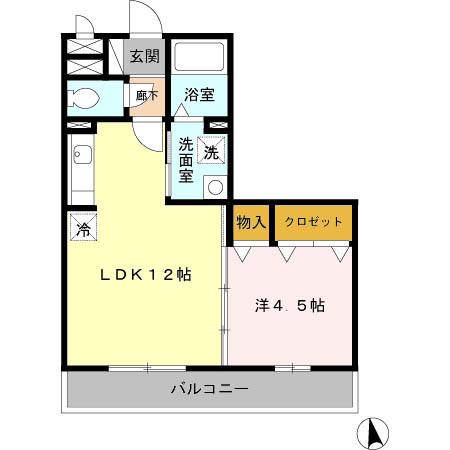 サクセスⅢ(1LDK/3階)の間取り写真