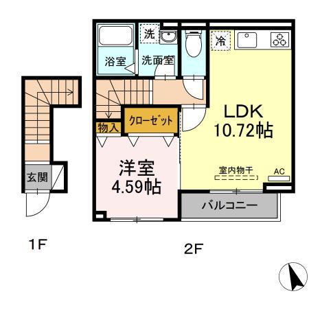 SERENA(1LDK/2階)の間取り写真