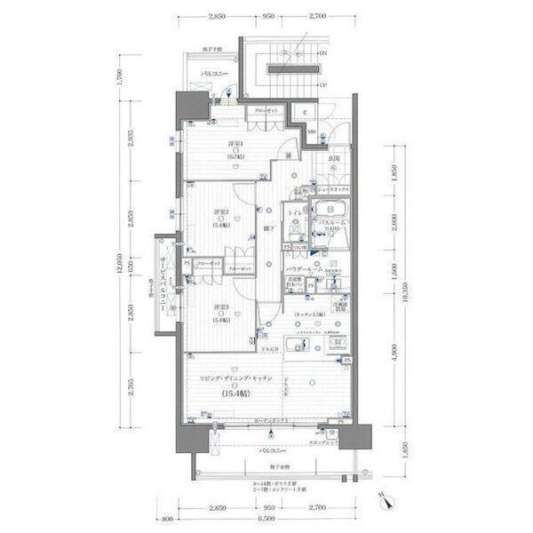 リフローレ新安城(3LDK/11階)の間取り写真