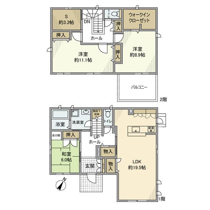 名鉄名古屋本線 新安城駅 徒歩19分 2階建 築14年(3SLDK)の間取り写真