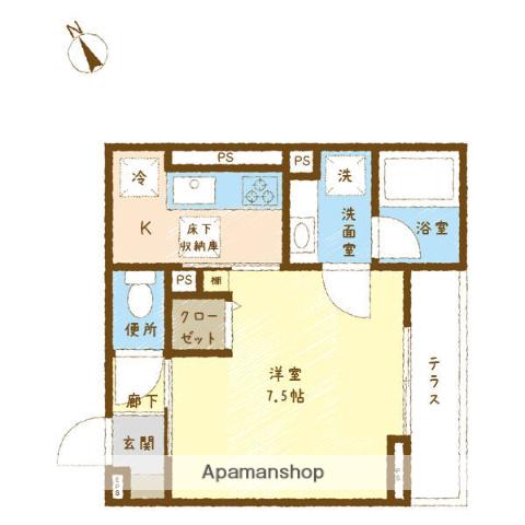 ボヌールB(1K/3階)の間取り写真