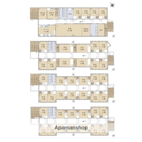 安城市朝日町社員寮(6LDK/4階)の間取り写真