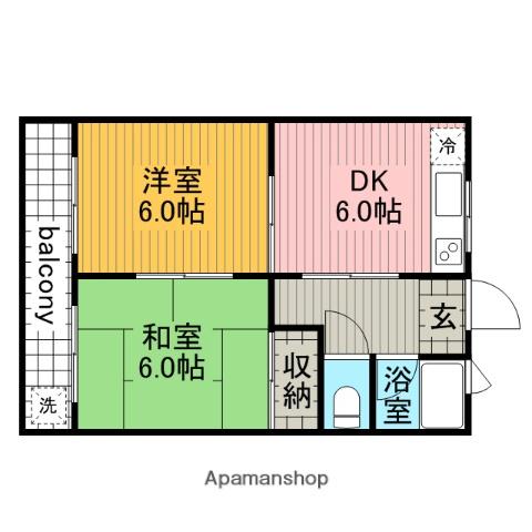 ハイツ井上A(2DK/2階)の間取り写真