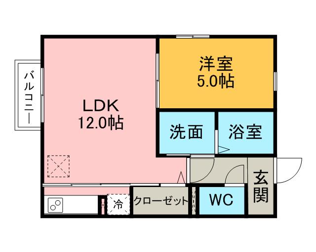 ビューテラス(1LDK/1階)の間取り写真
