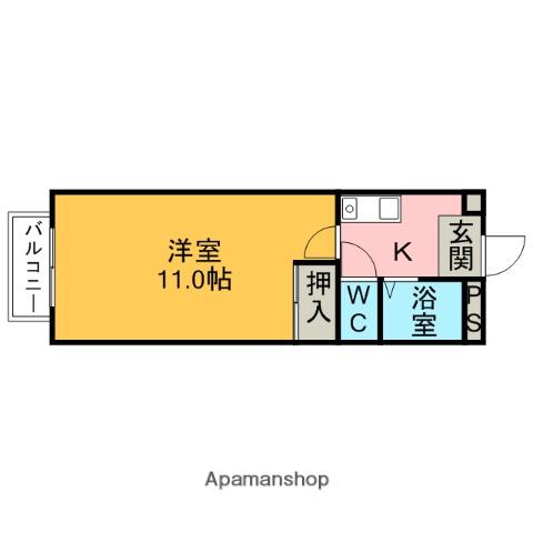 マグノーリアハウス(1K/1階)の間取り写真