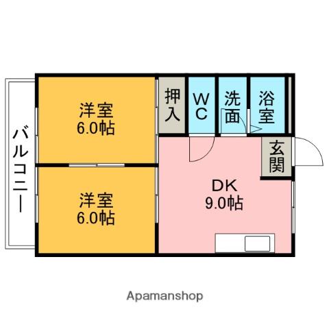 グリーンヒルズ(2DK/2階)の間取り写真