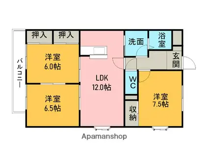 リアン久米(3LDK/3階)の間取り写真