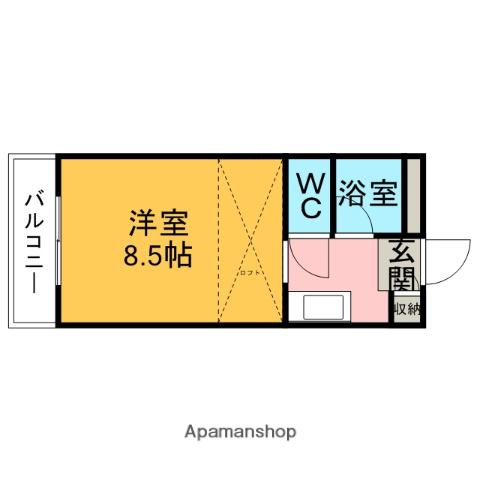 クレーバームーン(1K/2階)の間取り写真