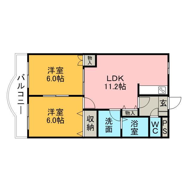 エスペラント・12(2LDK/3階)の間取り写真
