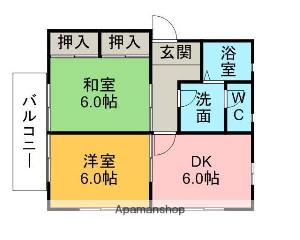 サークルハイツⅤ(2DK/1階)の間取り写真
