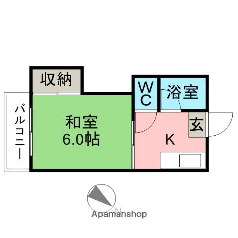 神谷アパート(1K/2階)の間取り写真