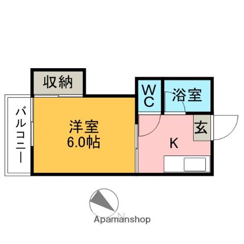 神谷アパート(1K/2階)の間取り写真