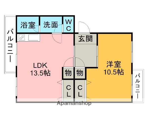 ハイツ御幸(1LDK/4階)の間取り写真