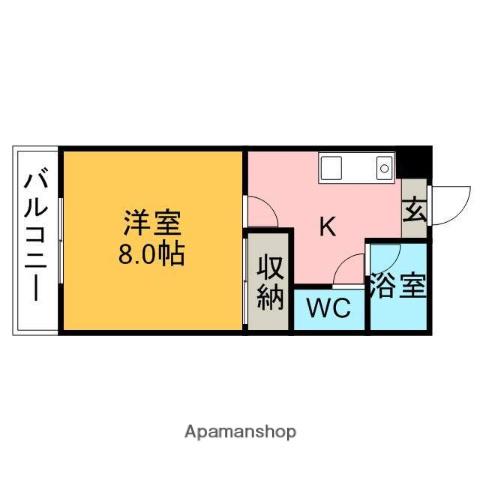 サンクチュアリ高倉B(1K/2階)の間取り写真