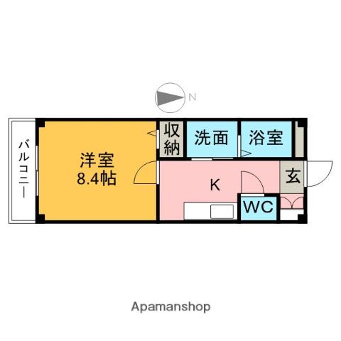 名鉄三河線 三河高浜駅 徒歩8分 3階建 築21年(1K/3階)の間取り写真