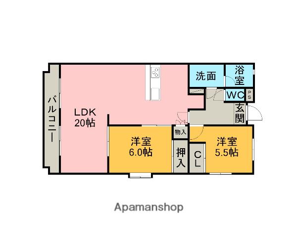 リトルアイランド(2LDK/2階)の間取り写真