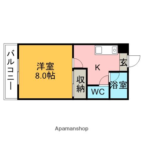 サンクチュアリ高倉C(1K/1階)の間取り写真