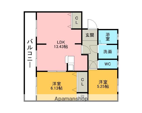 ポニーズマンション(2LDK/4階)の間取り写真