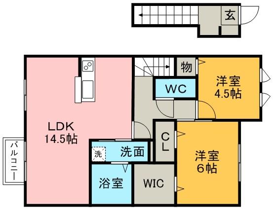 サンヒルズC棟(2LDK/2階)の間取り写真