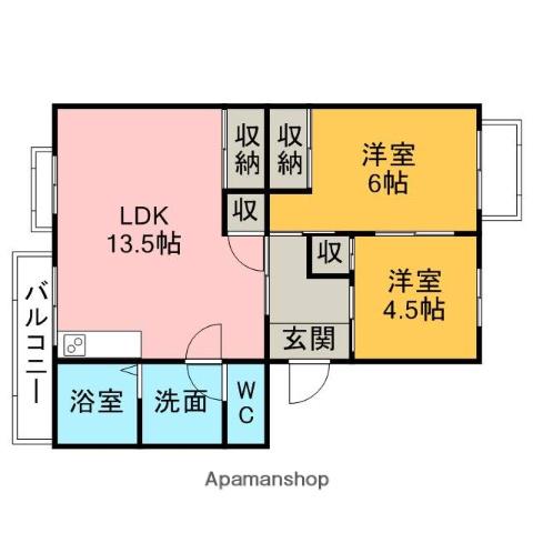 ドエル高須(2LDK/3階)の間取り写真