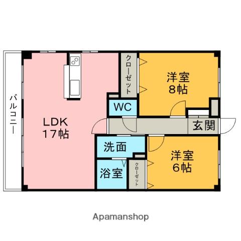 ダンケリーベ青山(2LDK/4階)の間取り写真