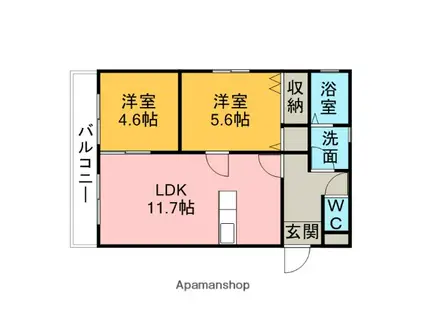 ファミール呉竹(2LDK/2階)の間取り写真