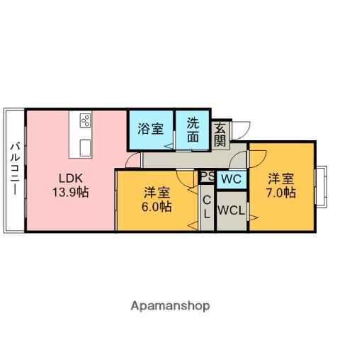 東海道本線 刈谷駅 徒歩10分 4階建 築16年(2LDK/1階)の間取り写真