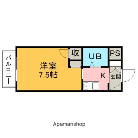 ブルー1コーポラス(1K/1階)の間取り写真