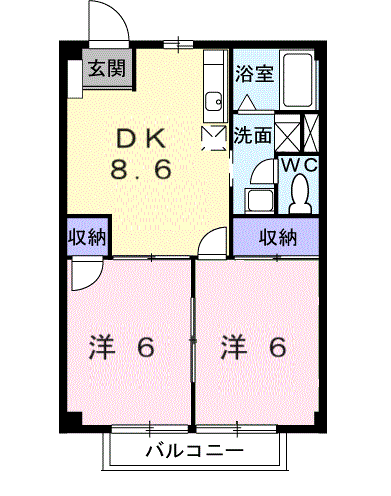 グリーンハウスしばた(2DK/1階)の間取り写真