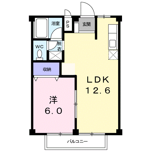 パークシティA(1LDK/2階)の間取り写真