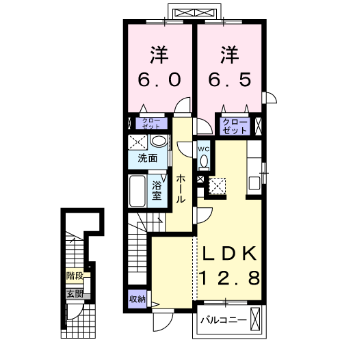 エスターテ・アリエッタⅡ(2LDK/2階)の間取り写真