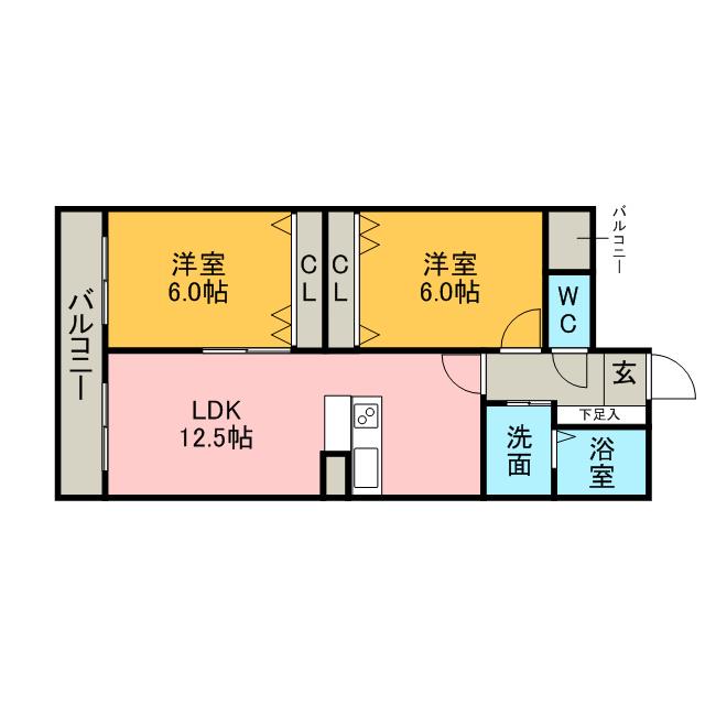 FRESCO SECOND(2LDK/3階)の間取り写真