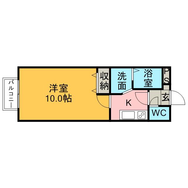 エステートピア今岡(1K/2階)の間取り写真