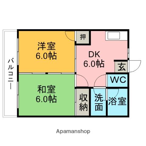 ジョイ91(2DK/2階)の間取り写真