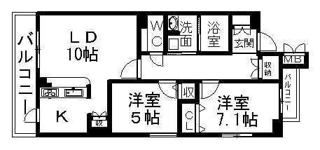 パークホームズ刈谷サザンゲートウエスト(2LDK/3階)の間取り写真