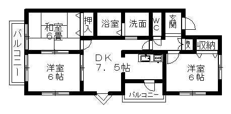 ルートカメリア(3DK/2階)の間取り写真