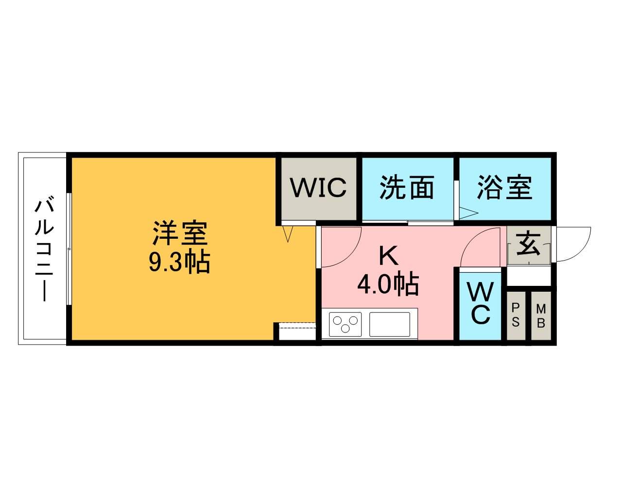 パストラーレ富士松(1K/1階)の間取り写真