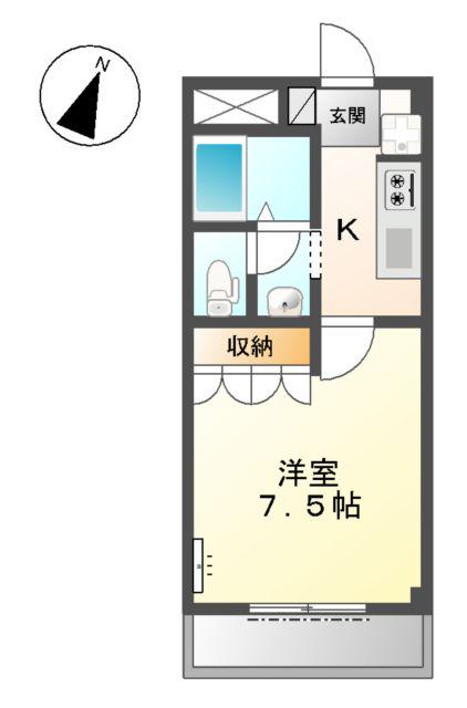 プロニティウェルス(1K/1階)の間取り写真