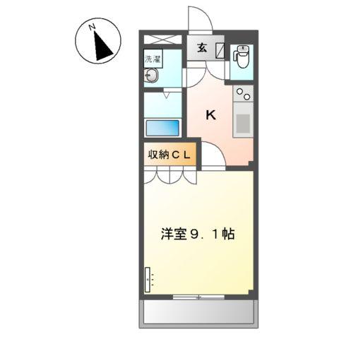 ハッピーハウスⅢ(1K/2階)の間取り写真