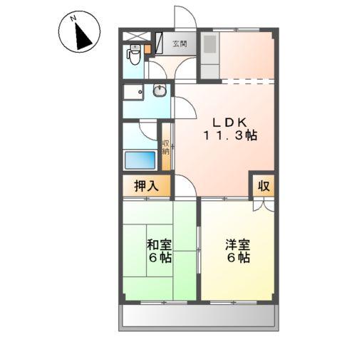 メゾンエトワールⅢ(2LDK/1階)の間取り写真