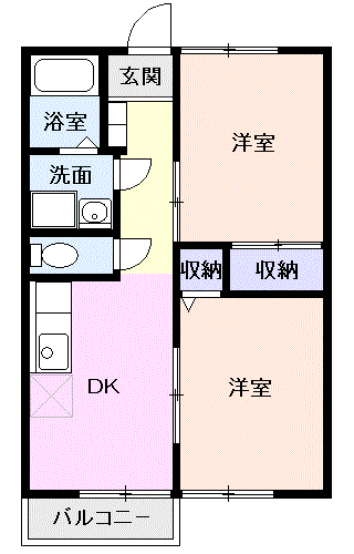 エクセルハイム(2DK/2階)の間取り写真