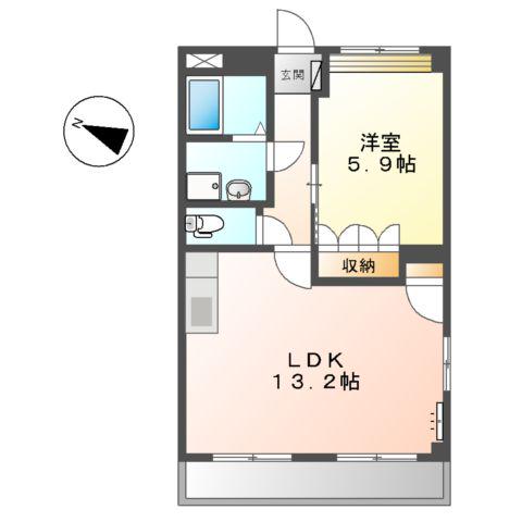 SUN FLOWER(1LDK/2階)の間取り写真