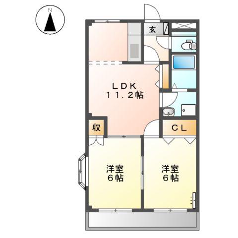 エスペラント・12(2LDK/3階)の間取り写真