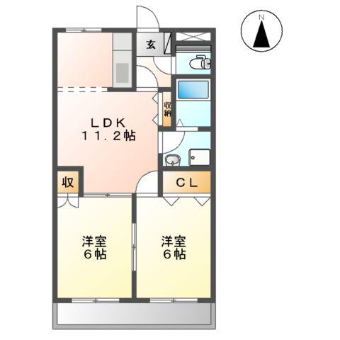 エスペラント・12(2LDK/3階)の間取り写真