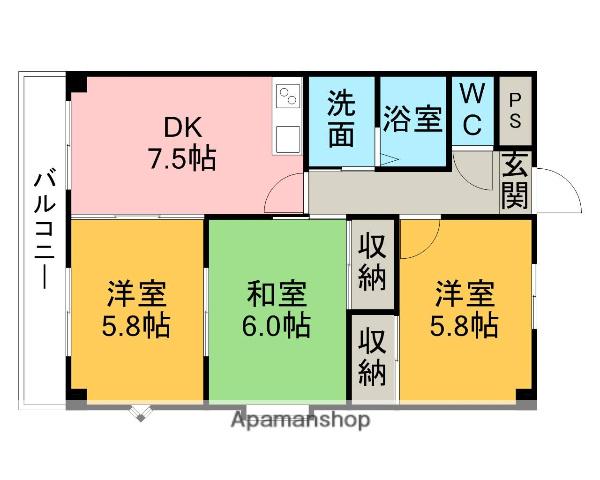 シャインMK(3DK/4階)の間取り写真