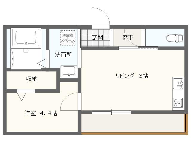 VOLARE(1LDK/2階)の間取り写真