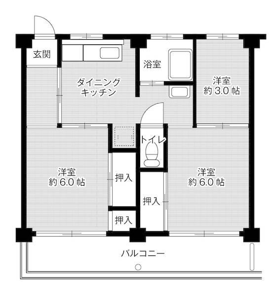 ビレッジハウス家下 1号棟(3DK/4階)の間取り写真