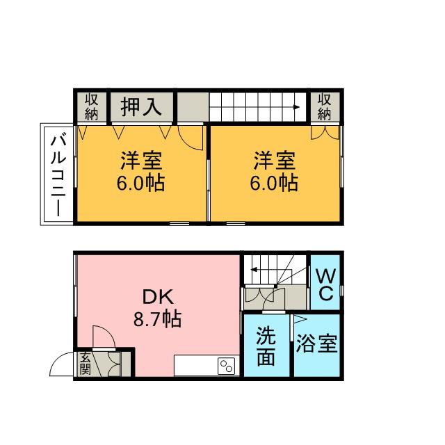 フローラル三橋(2DK)の間取り写真